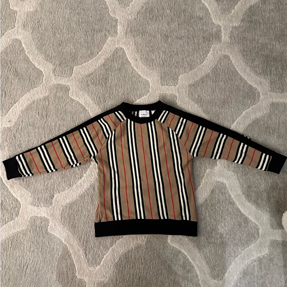 Burberry Kids Icon Stripe Cotton Sweater – 7Y
